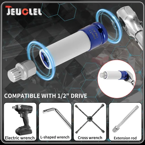 Vista 6 de Llave de tuerca de bloqueo de rueda de 11/15PT compatible con BMW, adaptador de tuerca de bloqueo de rueda, herramienta de extracción de orejetas