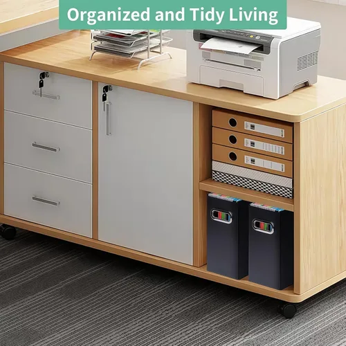 Vista 3 de Caja organizadora de archivos plegable con asa, 12.20 x 5.11 x 9.84 pulgadas, organizador de archivos para el hogar u oficina, pequeña caja de Negro