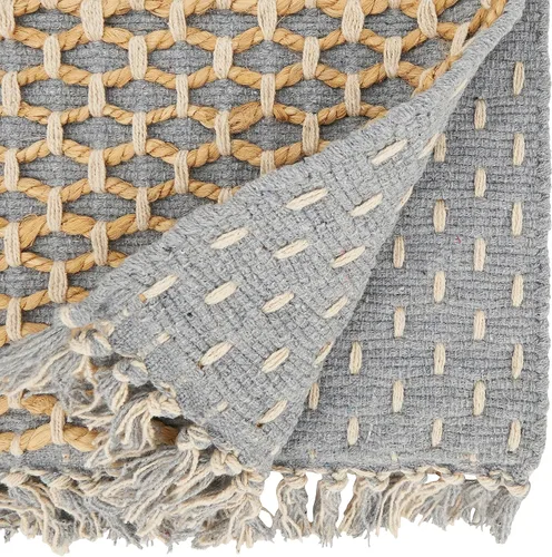 Vista 2 de Saro Lifestyle Camino de mesa de cuerda de yute natural, gris, 16 x 72 pulgadas
