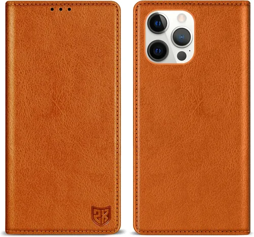 Vista 17 de ZZXX Funda tipo cartera para iPhone 13 con bloqueo RFID, soporte de ranura para tarjetas, funda protectora de cuero magnético fuerte plegable