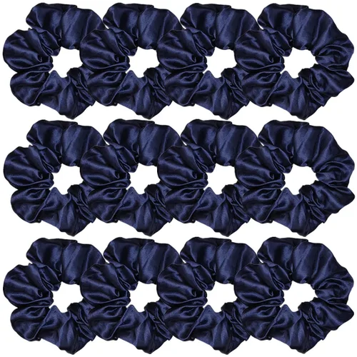 Vista 25 de Sufermoe 12 bandas elásticas para el cabello de seda satinada, color azul surtido de 4.5 pulgadas para mujeres y niñas