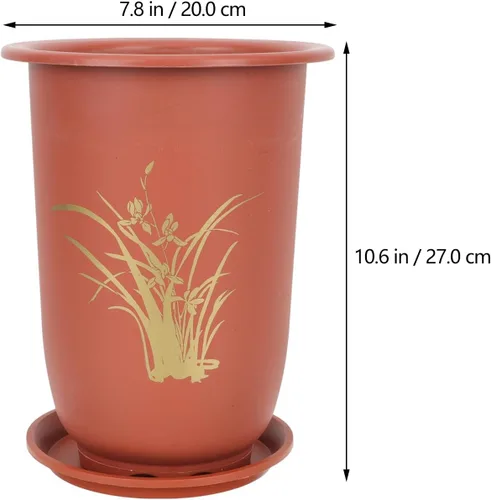 Vista 2 de Xmas Orchid Flower Pots, 2 Sets Plastic Breathable Planters with Tray