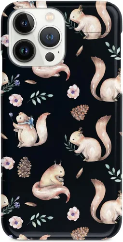 Vista 9 de Inspired Cases - Funda con textura 3D para iPhone Xs Max - Funda protectora de goma para Apple iPhone Xs Max - Patrón de acuarela de ardilla - Negro