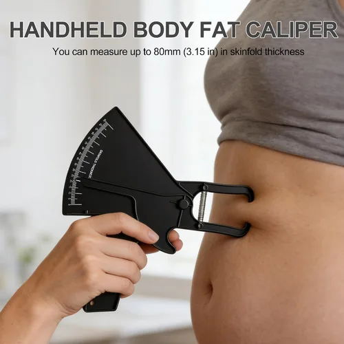 Vista 3 de Yinhing Calibre de grasa corporal, herramienta de medición precisa de pliegue de piel de 0.000-3.150 in con escala de fácil lectura, fitness y Negro