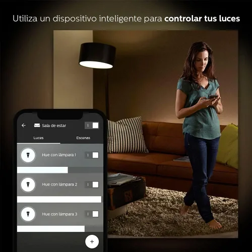 Vista 5 de Philips Hue White Ambiance BR30 - Paquete de 2 luces LED inteligentes regulables equivalentes a 60 W