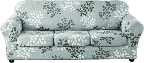 Vista 20 de Lamberia Funda de Sofá Estampada de Alta Elasticidad Fundas de Sofá de 2 Piezas Funda de Sillón con Una Funda de Cojín Separada Parte Inferior Flor