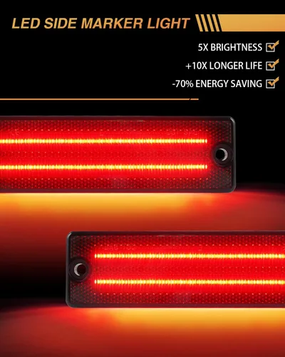 Vista 2 de Luz de Marcador Lateral Trasero LED Compatible con Chevy Camaro 1993-2002 Lente Ahumada Luz Roja Trasera Enchufe y Funciona, Impermeable