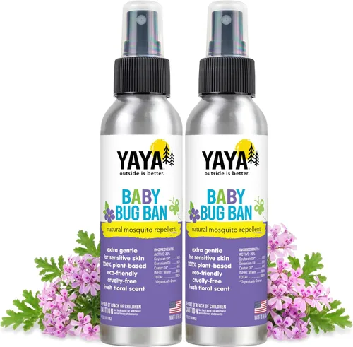 Vista 8 de YAYA ORGANICS Baby Bug BAN – Spray natural sin DEET – Repelente de mosquitos a base de plantas para niños, bebés, madres embarazadas, madres