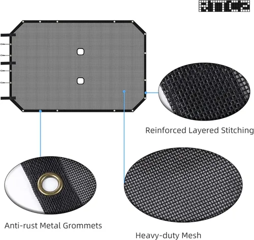 Vista 4 de RT-TCZ para Jeep JKU Parasol de malla para el techo de 4 puertas para Jeep Wrangler 2007-2017 JKU Top Bikini negro