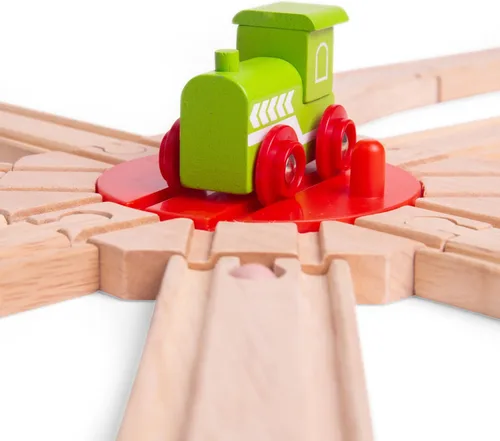 Vista 4 de Bigjigs Rail Tocadiscos de 8 vías: otras marcas principales de rieles de madera son compatibles