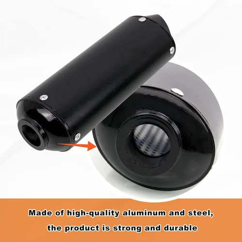 Vista 4 de Sporacingrts Silenciador de escape negro de 26 mm 1.02 pulgadas, silenciador para moto de tierra Compatible con QUAD ATV 4 Wheeler Dune Buggy, moto