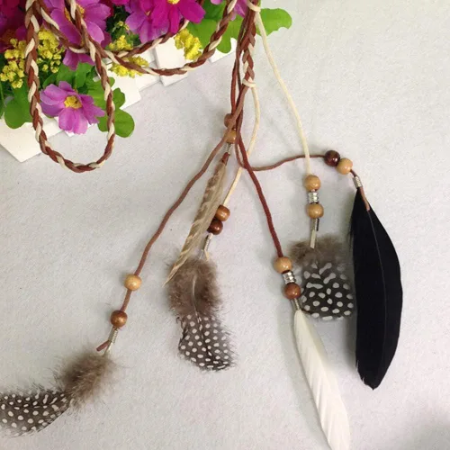 Vista 7 de Diadema de plumas hippie india boho aros de pelo borla bohemia tocado gorras para mujeres niñas niños diadema diadema diadema banda para el pelo