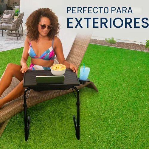 Vista 8 de Table-Mate Bandeja/mesa de TV Escritorio portátil plegable para cenar, bandejas de mesa de sofá para comer bocadillos, escritorio portátil