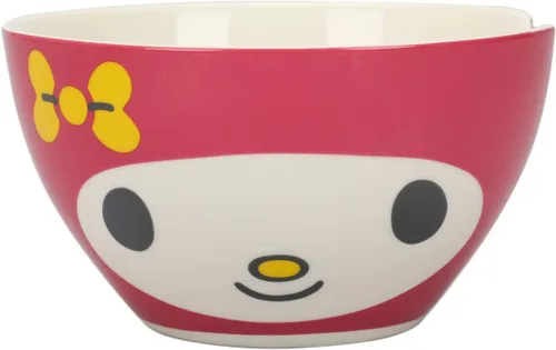 Vista 2 de Bioworld My Melody Character Face - Tazón de ramen con palillos (20 onzas), Rosado