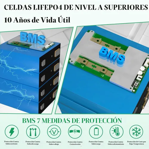 Vista 4 de Batería de litio LiFePO4 de 12V 200Ah incorporada 150A BMS