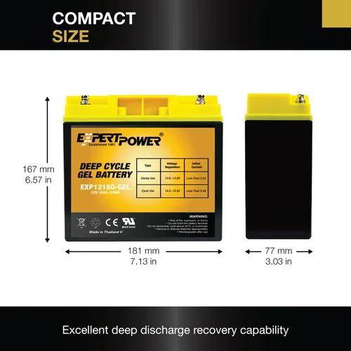 Vista 2 de ExpertPower Batería solar de ciclo profundo del gel de 12V 18Ah, tecnología sellada del gel para los usos marinos, de la movilidad
