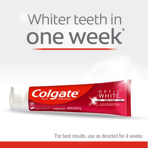 Vista 4 de Colgate Optic White – Pasta dental blanqueadora, Menta espumosa, 3 paquete