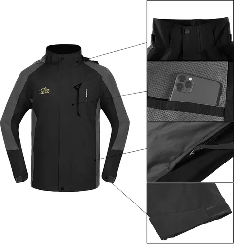 Vista 3 de TEZO Chaqueta impermeable para hombre con capucha rompevientos ligera