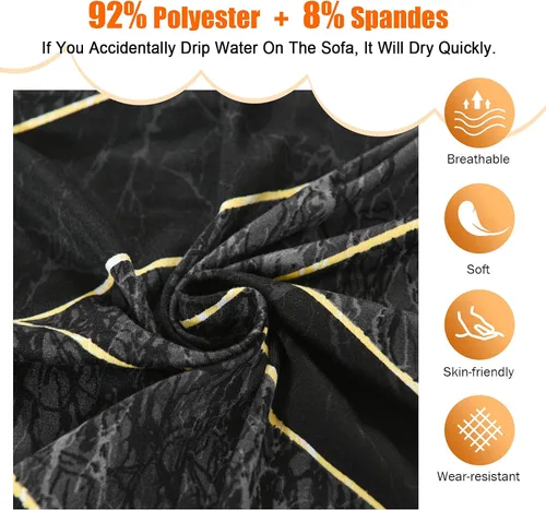 Vista 5 de MIFXIN Funda de sofá seccional de 2 piezas elásticas de 3 asientos en forma de L, fundas elásticas impresas para sofá seccional, protector