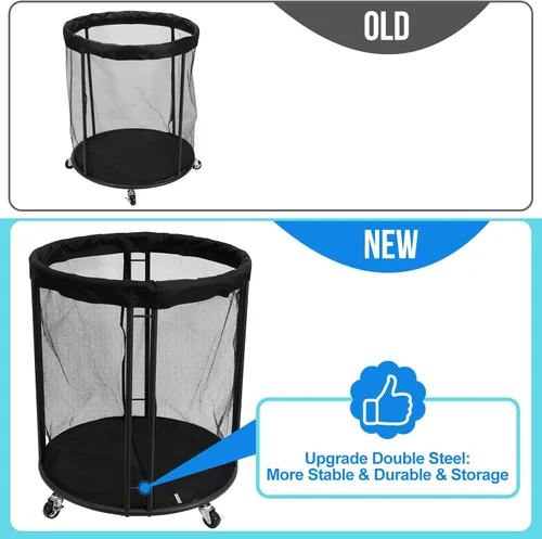 Vista 2 de Ball Storage Bin for Garage, Balls Holder for Soccer, Basketball, Ball Cart, Rolling Basketball Rack for Outdoor, Indoor