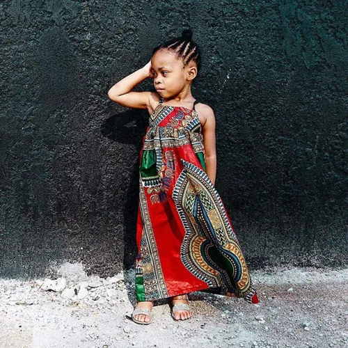 Vista 3 de WOCACHI Vestido largo de verano para niñas pequeñas Dashiki africanas, estilo étnico bohemio con estampado digital, Niñas