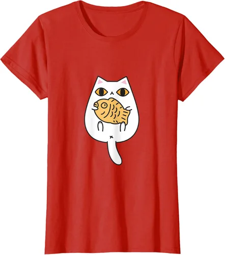 Vista 12 de Lindo gato playera Taiyaki y gato camisa Blanco