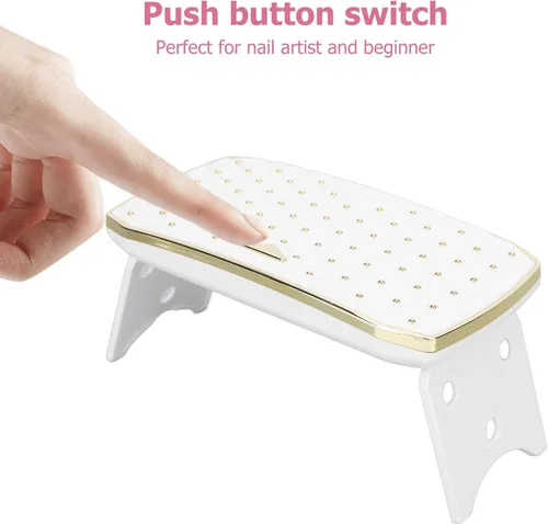 Vista 8 de Mini secador de uñas, lámpara LED de uñas de 36 W, plegable, portátil, 12 chips de luz de alta eficiencia, material ABS, blanco
