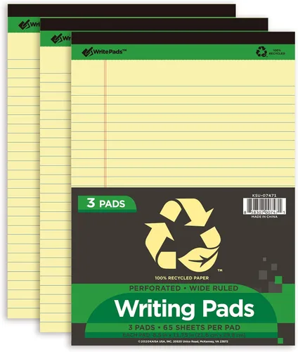 Vista 14 de KAISA Blocs de notas de tamaño legal amarillos 12blocs, hojas en papel reciclado de 5 x 8 pulgadas, con líneas estrechas, papel rayado pequeño