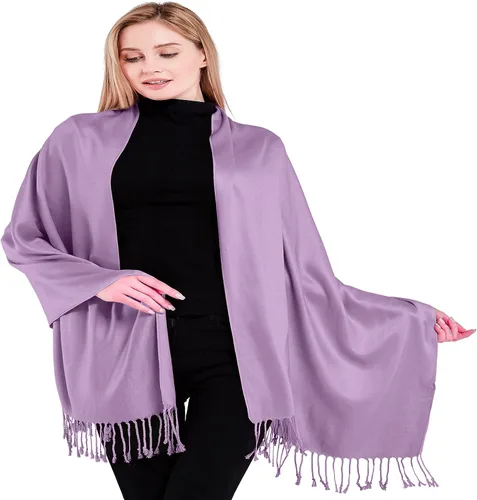 Vista 27 de CJ Apparel Solid Color Tassels Design Nepalese Shawl Seconds Scarf Wrap Stole Throw Head Wrap Pashmina Hand Made in Nepal Amarillo ámbar