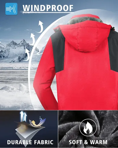 Vista 2 de Chaqueta de esquí de invierno para hombre, chaqueta de lluvia impermeable a prueba de viento
