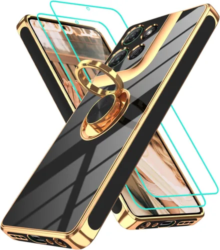 Vista 316 de Funda para Motorola Moto G 5G 2024: Funda Moto G Play 5G 2024 con 2 piezas de protectores de pantalla, soporte de anillo de rotación de 360°
