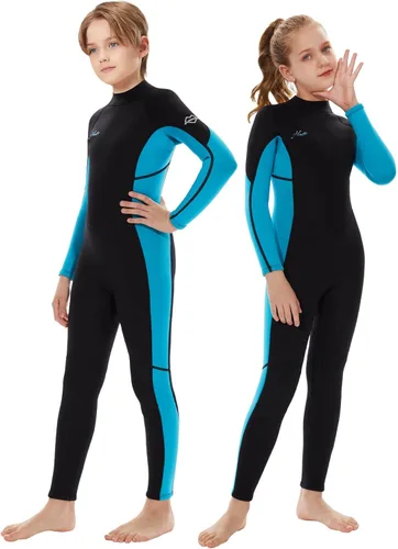Vista 11 de Hevto Traje de neopreno para niños y niñas, jóvenes, 3/2 mm, trajes completos de neopreno para aguas frías, para natación, surf, buceo
