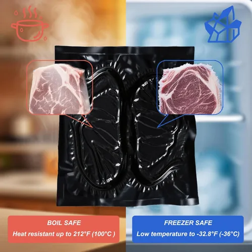Vista 4 de Bolsas selladoras al vacío negras de 15 x 20 pulgadas, bolsas de sellado al vacío precortadas de 5.5 mil para almacenamiento de alimentos, al vacío