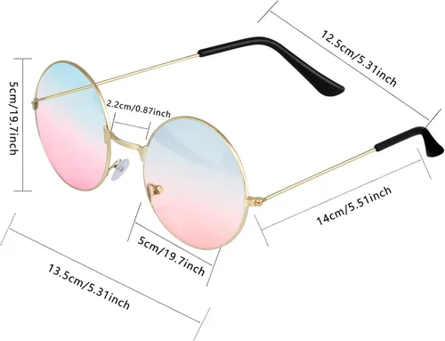 Vista 9 de ONESING 8-20 pares de gafas de sol redondas hippie círculo para mujer, gafas de sol hippie multicolor diadema discoteca fiesta