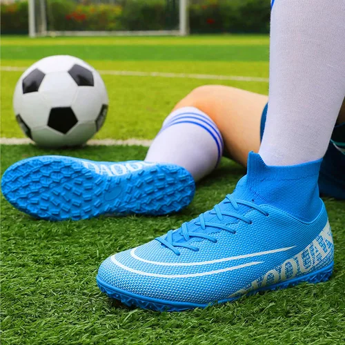 Vista 6 de Qzzsmy Zapatillas de fútbol profesionales para hombre, para interiores y exteriores, para competición, entrenamiento, atletismo, para niños grandes