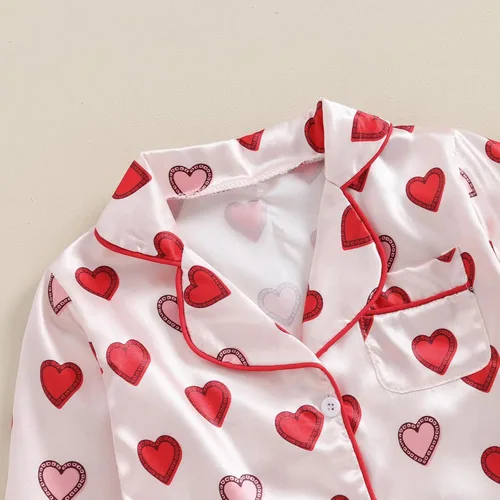 Vista 10 de Conjunto de pijama de manga larga con botones para niña pequeña, conjunto de ropa de dormir