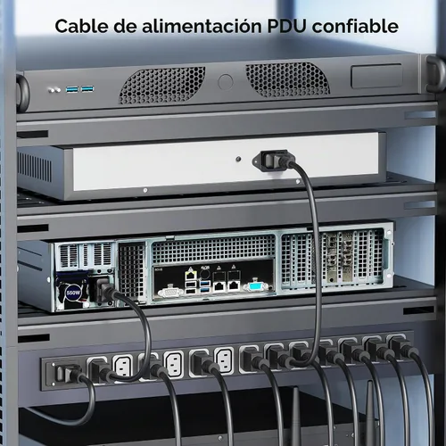 Vista 2 de Cable Matters Paquete de 2 cables de extensión de alimentación cortos de computadora a PDU, 1 pie, cable de alimentación IEC C14 a IEC C13 PDU, 10A