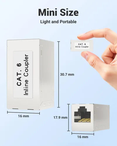 Vista 6 de VCELINK Acoplador blindado RJ45, extensor Ethernet CAT6, paquete de 2 Soporte PoE CAT6/CAT5E/CAT5 Extensor de cable Ethernet Extensor hembra a