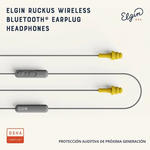 Vista 2 de Auriculares Elgin Ruckus inalámbricos Bluetooth con protección auditiva, 25 dB NRR, micrófono con cancelación de ruido, batería de 12 horas, a