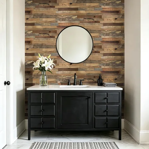 Vista 10 de Luxdecor Paneles de pared 3D, tablones de madera recuperada real, paquete Madera de roble 3D