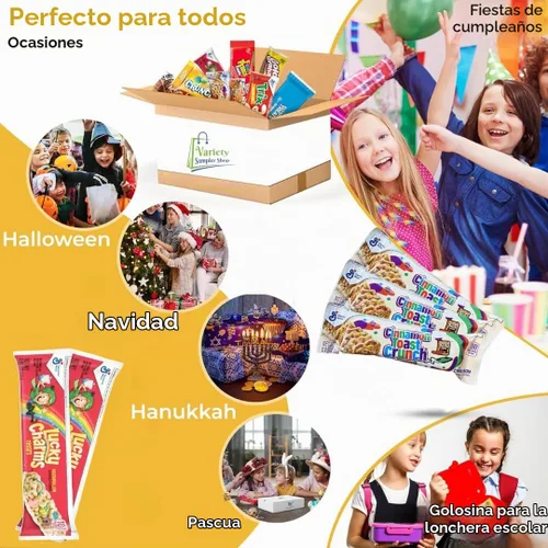 Vista 7 de Paquete variado de barras de cereales, caja de aperitivos de comida para el desayuno, 30 barras de granola envueltas individualmente, amuletos