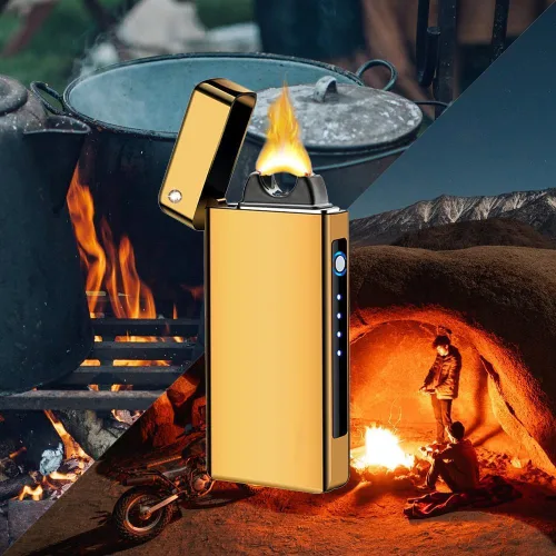 Vista 3 de GADATOP Encendedor eléctrico a prueba de viento, encendedores de plasma alto con carga USB, encendedor de arco de metal de lujo para regalos