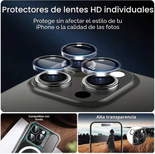 Vista 4 de ESR Paquete de 3+1 para iPhone 15 Pro Max Protector de Pantalla, [Dureza 9H] [Grado Militar Resistente a Roturas] Cobertura Completa Película