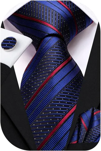 Vista 139 de Dubulle Corbata tejida de cachemira para hombre y gemelos de pañuelo para hombre, conjunto de gemelos para boda formal y negocios