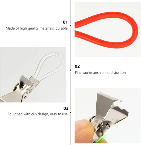 Vista 5 de Cabilock Ganchos para toallas de baño, 20 unidades, clips de cuerda de color metálico, clips para toallas para cocina y baño