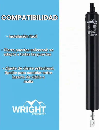 Vista 5 de Wright Products - Pantalla neumática ligera y cierrapuertas de tormenta, negro