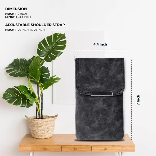 Vista 3 de Bolsos cruzados pequeños de cuero real para teléfono celular para mujer, bolso bandolera con soporte para tarjeta de crédito, bolso de hombro
