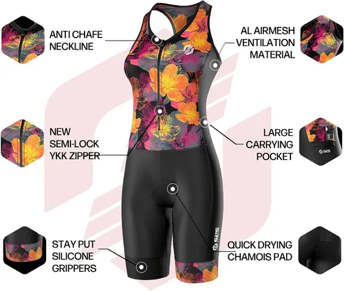 Vista 2 de SLS3 Trajes de Triatlón para Mujer - Traje de Triatlón de Una Pieza para Mujer - Traje de Triatlón Profesional para Mujer - Traje de Triatlón