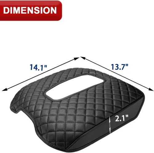 Vista 6 de KBH Funda para reposabrazos de consola central para Cadillac Escalade 2015-2020, borde de cuero de vinilo, protector de cojín de consola central