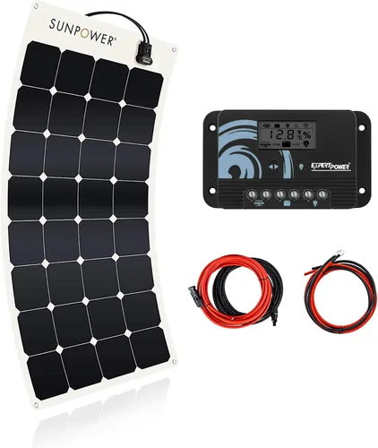 Vista 13 de ExpertPower Kit de energía solar de 100 W y 12 V Batería de litio LiFePO4 de 12 V 20 Ah Panel solar flexible de 100 W, controlador de carga